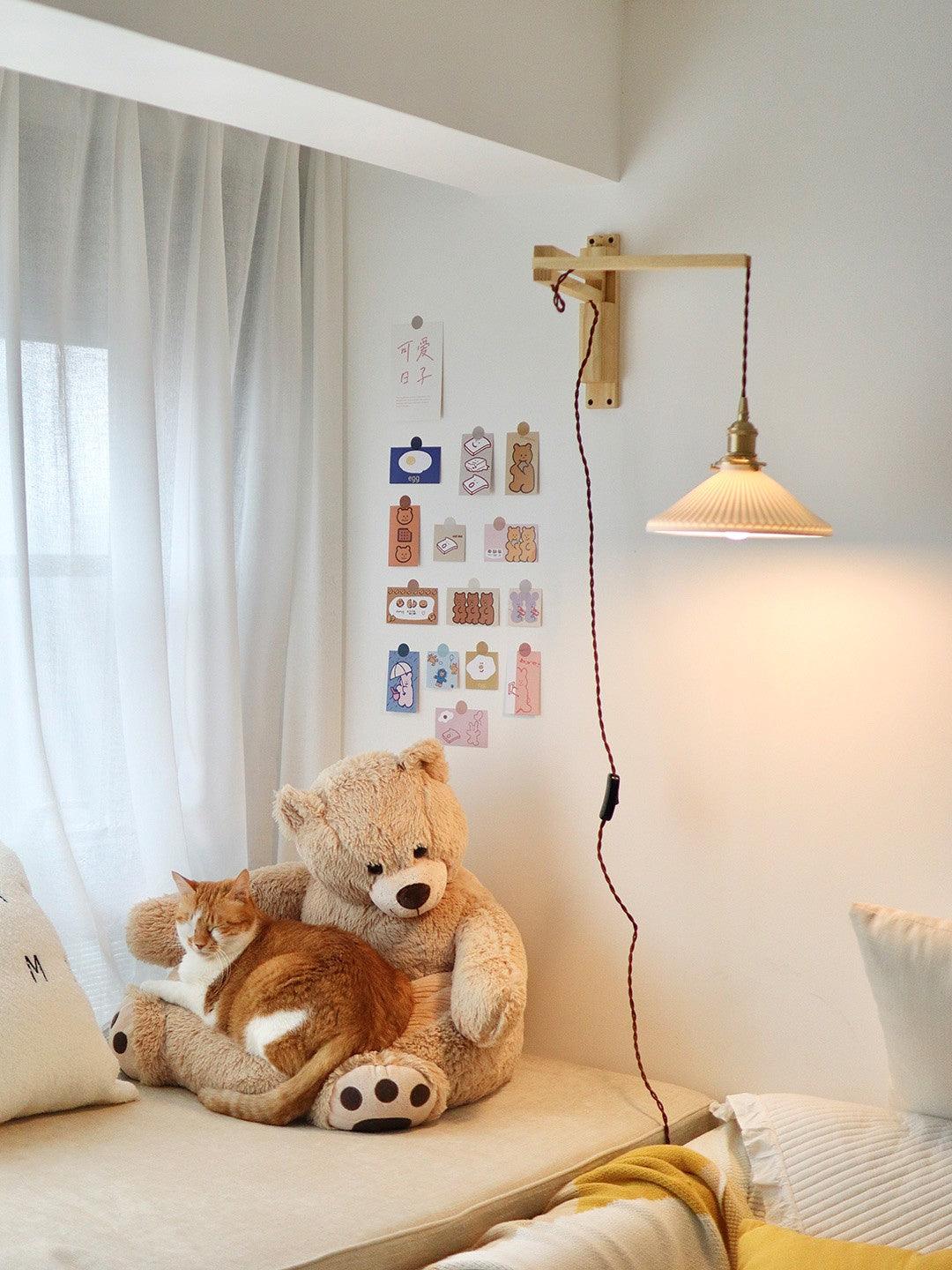 Circular Walnut Nordic Inspired Wall Lamp