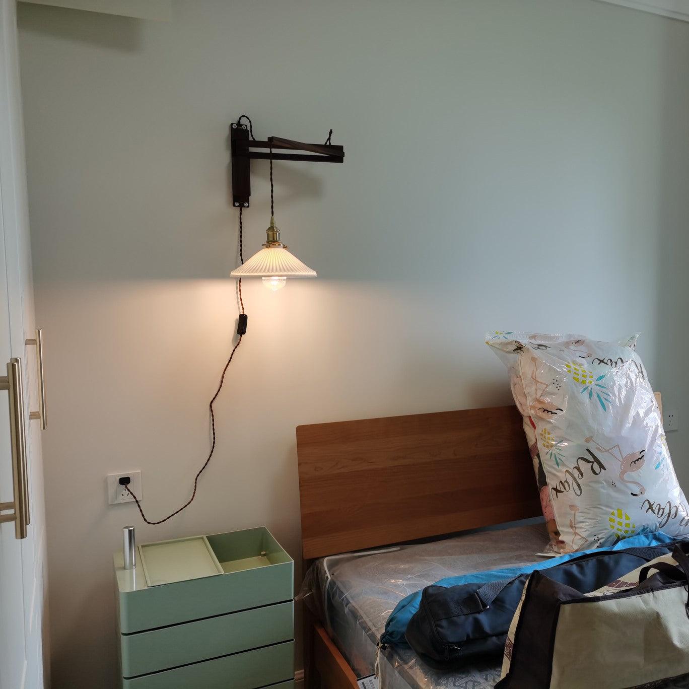 Circular Walnut Nordic Inspired Wall Lamp