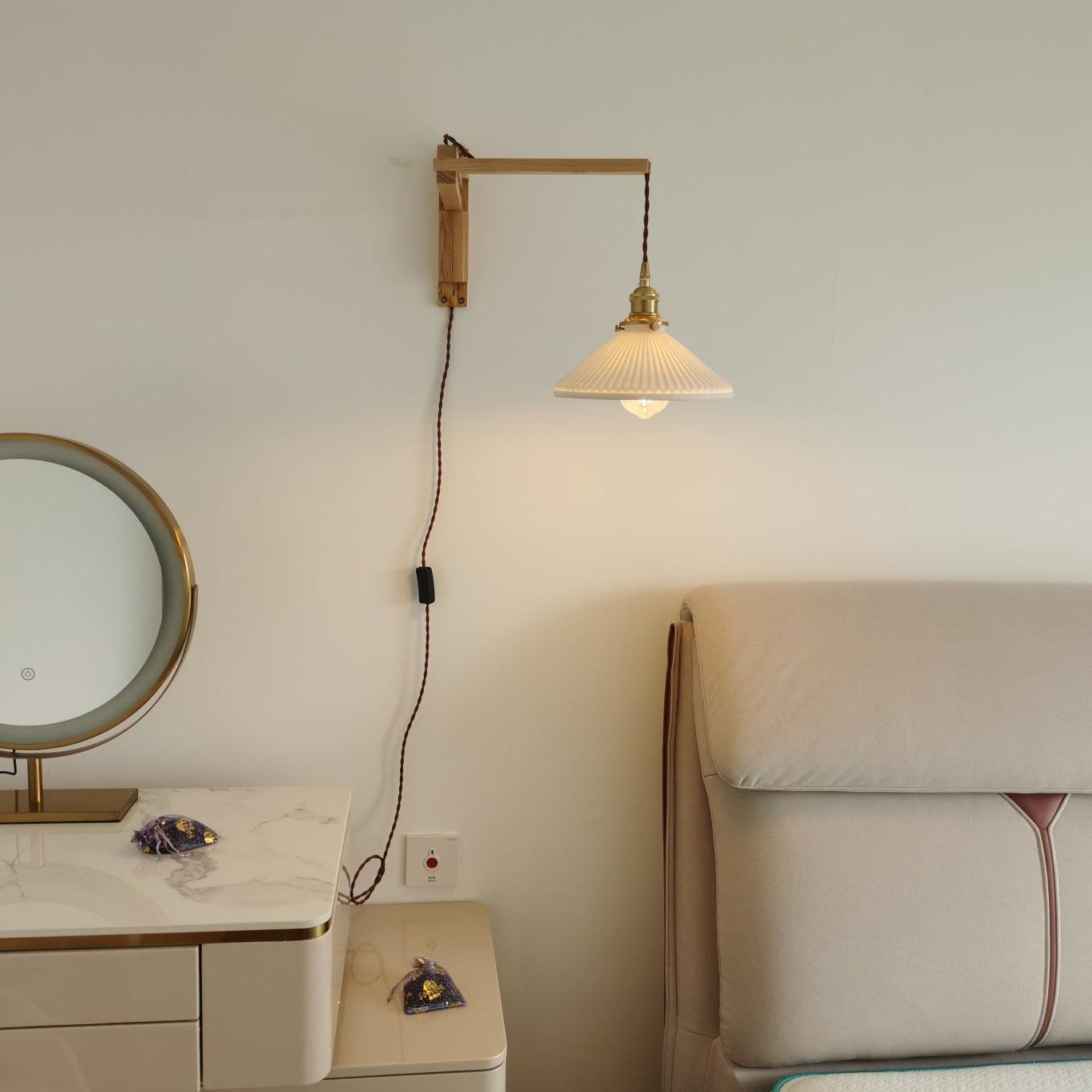 Circular Walnut Nordic Inspired Wall Lamp