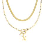 Load image into Gallery viewer, 2pc Paperclip Initial Toggle Clasp & Herringbone Necklace Set