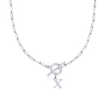 Load image into Gallery viewer, Paperclip Letter Initial Circle Lock Clasp Necklace