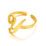 Load image into Gallery viewer, Adjustable Italic Cursive Letter Initial Ring