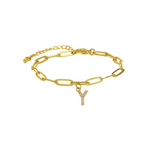 Load image into Gallery viewer, Dainty Paperclip Letter Initial Bracelet