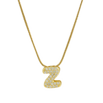 Load image into Gallery viewer, Diamond Bubble Letter Initial Necklace