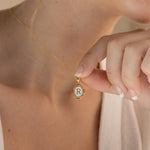 Load image into Gallery viewer, Accented Initial Chain Charm Necklace
