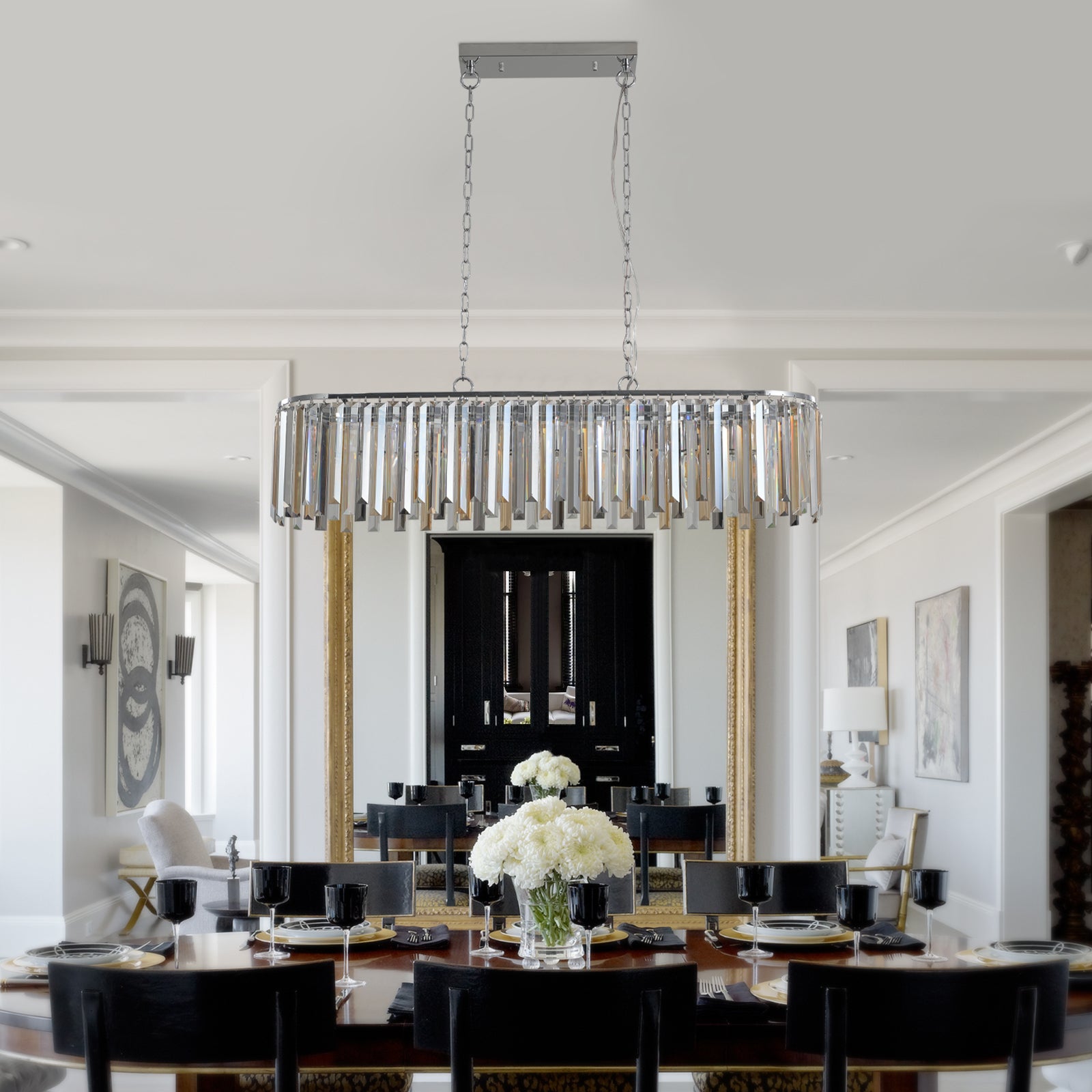 Modern Oval Crystal Ceiling Chandelier