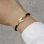 Load image into Gallery viewer, Adjustable Angled Serif Letter Initial Bracelets