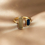 Load image into Gallery viewer, Adjustable Asymmetric Blue Square Rings