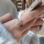 Load image into Gallery viewer, Adjustable Asymmetric Blue Square Rings