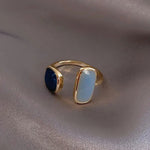 Load image into Gallery viewer, Adjustable Asymmetric Blue Square Rings