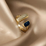 Load image into Gallery viewer, Adjustable Asymmetric Blue Square Rings