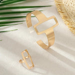 Load image into Gallery viewer, Adjustable Geometric Rectangle Bracelet and Ring Set