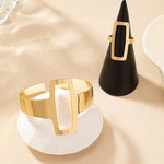 Load image into Gallery viewer, Adjustable Geometric Rectangle Bracelet and Ring Set
