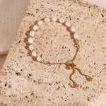 Load image into Gallery viewer, Adjustable Gold Accented Pearl Bracelet