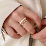 Load image into Gallery viewer, Adjustable Layered Pearl Accented Ring