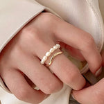 Load image into Gallery viewer, Adjustable Layered Pearl Accented Ring