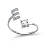 Load image into Gallery viewer, Adjustable Dainty Diamond Letter Initial Ring