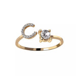 Load image into Gallery viewer, Adjustable Dainty Diamond Letter Initial Ring
