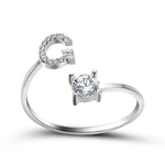 Load image into Gallery viewer, Adjustable Dainty Diamond Letter Initial Ring