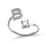 Load image into Gallery viewer, Adjustable Dainty Diamond Letter Initial Ring