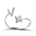 Load image into Gallery viewer, Adjustable Dainty Diamond Letter Initial Ring