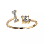 Load image into Gallery viewer, Adjustable Dainty Diamond Letter Initial Ring