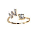 Load image into Gallery viewer, Adjustable Dainty Diamond Letter Initial Ring