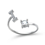 Load image into Gallery viewer, Adjustable Dainty Diamond Letter Initial Ring