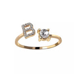 Load image into Gallery viewer, Adjustable Dainty Diamond Letter Initial Ring