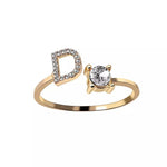 Load image into Gallery viewer, Adjustable Dainty Diamond Letter Initial Ring