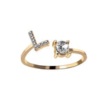 Load image into Gallery viewer, Adjustable Dainty Diamond Letter Initial Ring