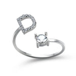 Load image into Gallery viewer, Adjustable Dainty Diamond Letter Initial Ring