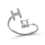 Load image into Gallery viewer, Adjustable Dainty Diamond Letter Initial Ring