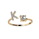 Load image into Gallery viewer, Adjustable Dainty Diamond Letter Initial Ring