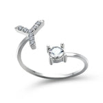 Load image into Gallery viewer, Adjustable Dainty Diamond Letter Initial Ring