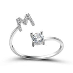 Load image into Gallery viewer, Adjustable Dainty Diamond Letter Initial Ring