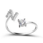 Load image into Gallery viewer, Adjustable Dainty Diamond Letter Initial Ring