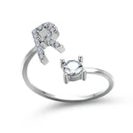Load image into Gallery viewer, Adjustable Dainty Diamond Letter Initial Ring