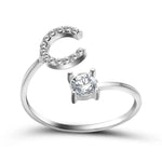 Load image into Gallery viewer, Adjustable Dainty Diamond Letter Initial Ring