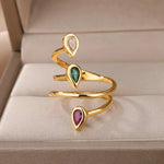 Load image into Gallery viewer, Adjustable Multi Color Water Drop Rings