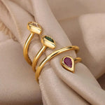 Load image into Gallery viewer, Adjustable Multi Color Water Drop Rings