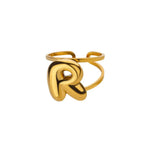 Load image into Gallery viewer, Adjustable Open Band Bubble Letter Initial Ring