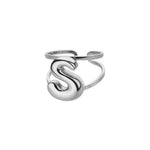 Load image into Gallery viewer, Adjustable Open Band Bubble Letter Initial Ring