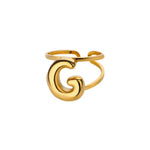 Load image into Gallery viewer, Adjustable Open Band Bubble Letter Initial Ring