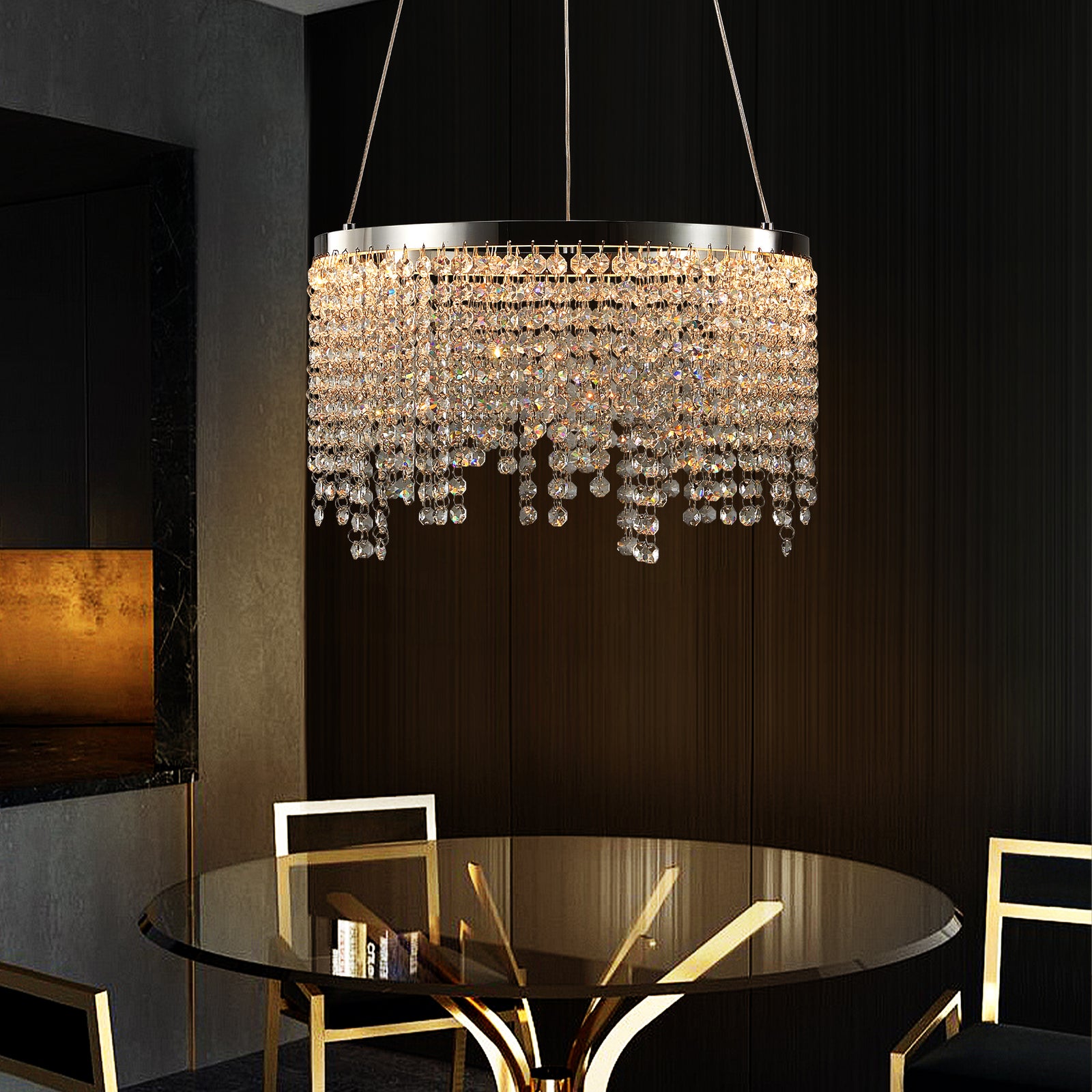 AESTIN'S DECOR Ceiling Light 15.7-Inch Luxury Modern Crystal Pendant Light Chandelier