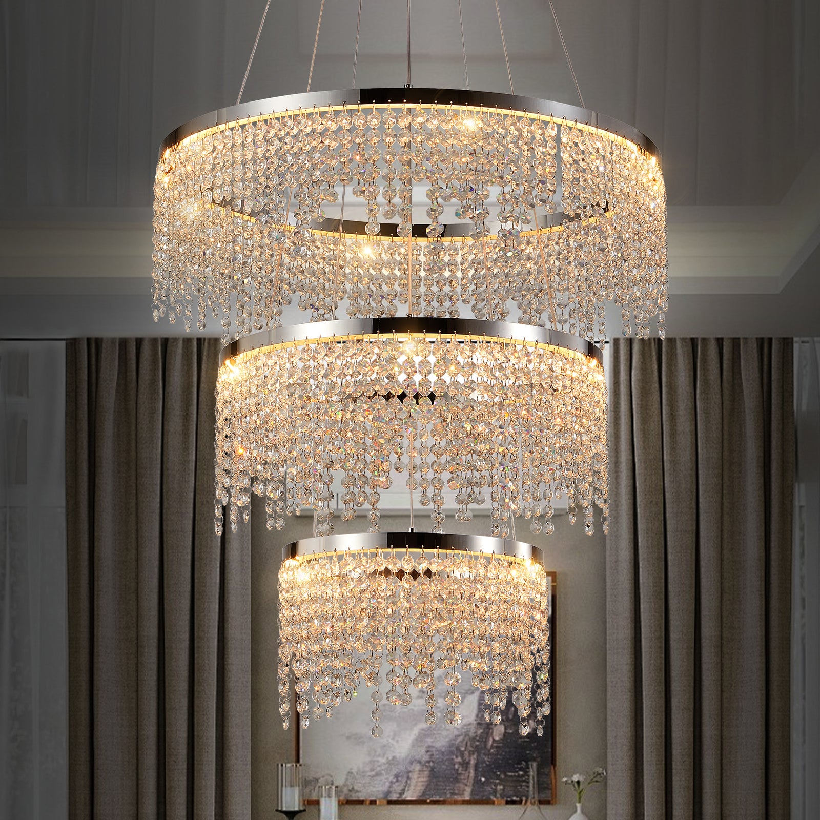 AESTIN'S DECOR Ceiling Light 23.6-Inch Luxury Modern Crystal Pendant Chandelier