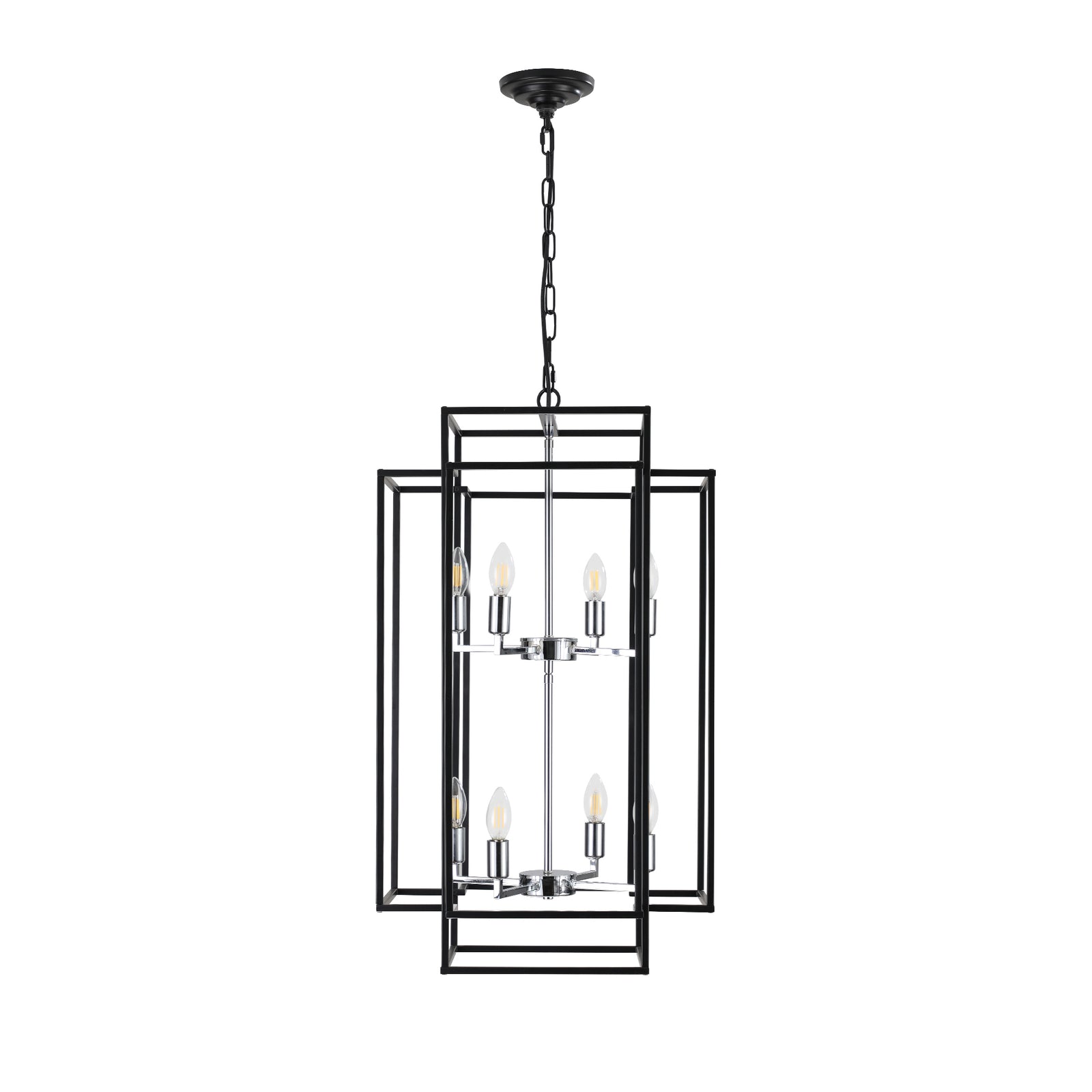 AESTIN'S DECOR Ceiling Light 8-Light Farmhouse Chrome Foyer Chandelier