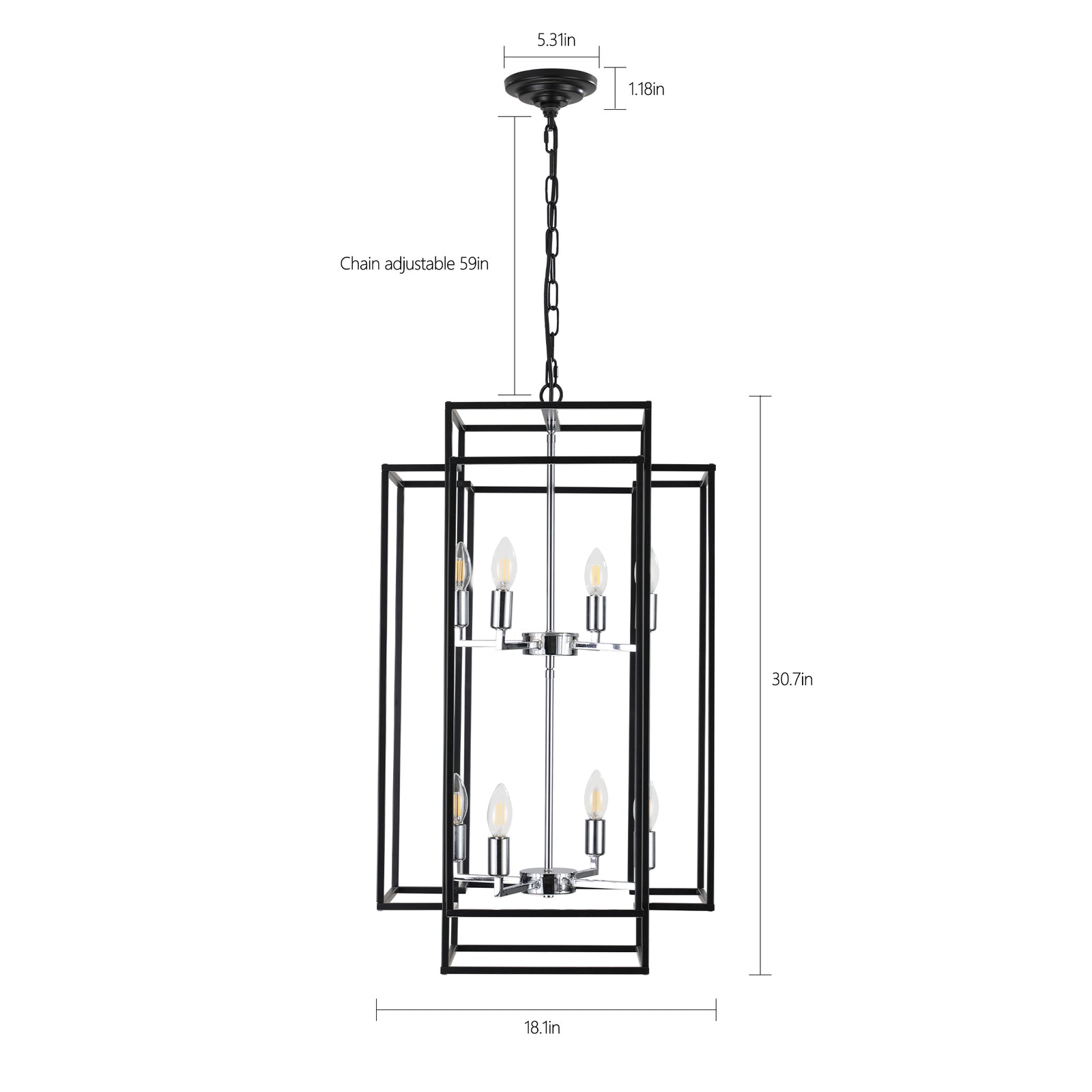 AESTIN'S DECOR Ceiling Light 8-Light Farmhouse Chrome Foyer Chandelier