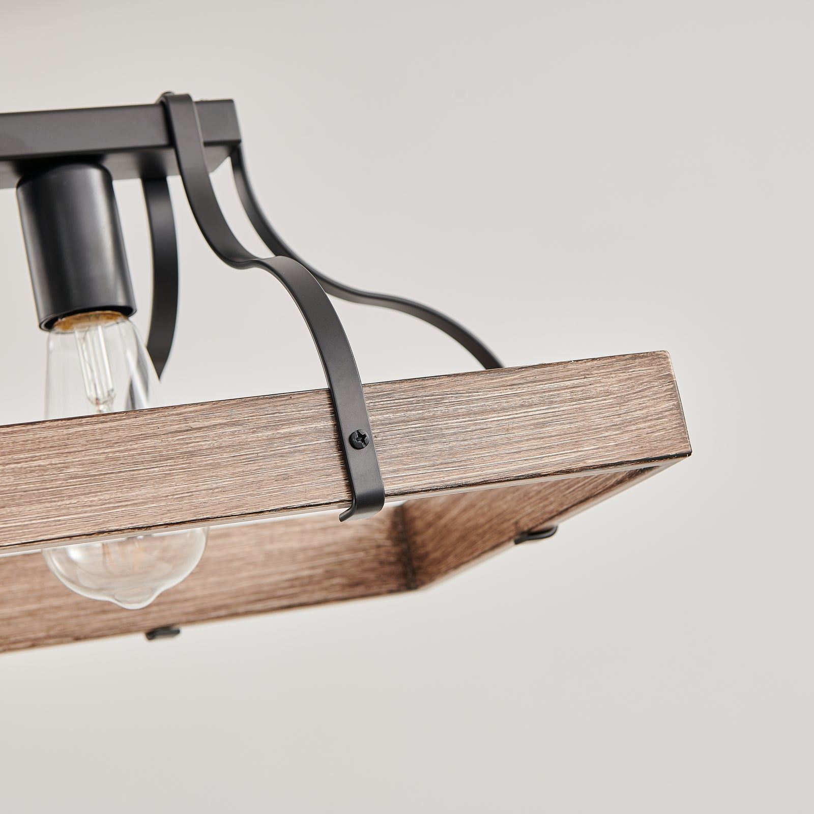 AESTIN'S DECOR Ceiling Light Black and Faux Wood Grain Pendant Light