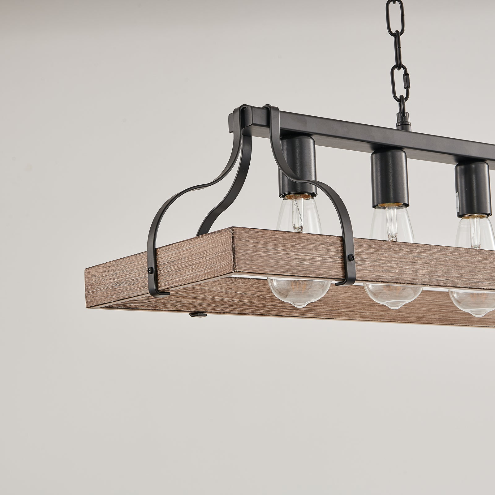 AESTIN'S DECOR Ceiling Light Black and Faux Wood Grain Pendant Light